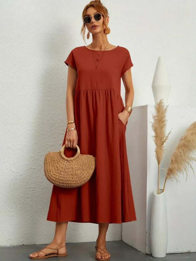 Ruby™ | Abito Essenziale Elegante in Cotone e Lino