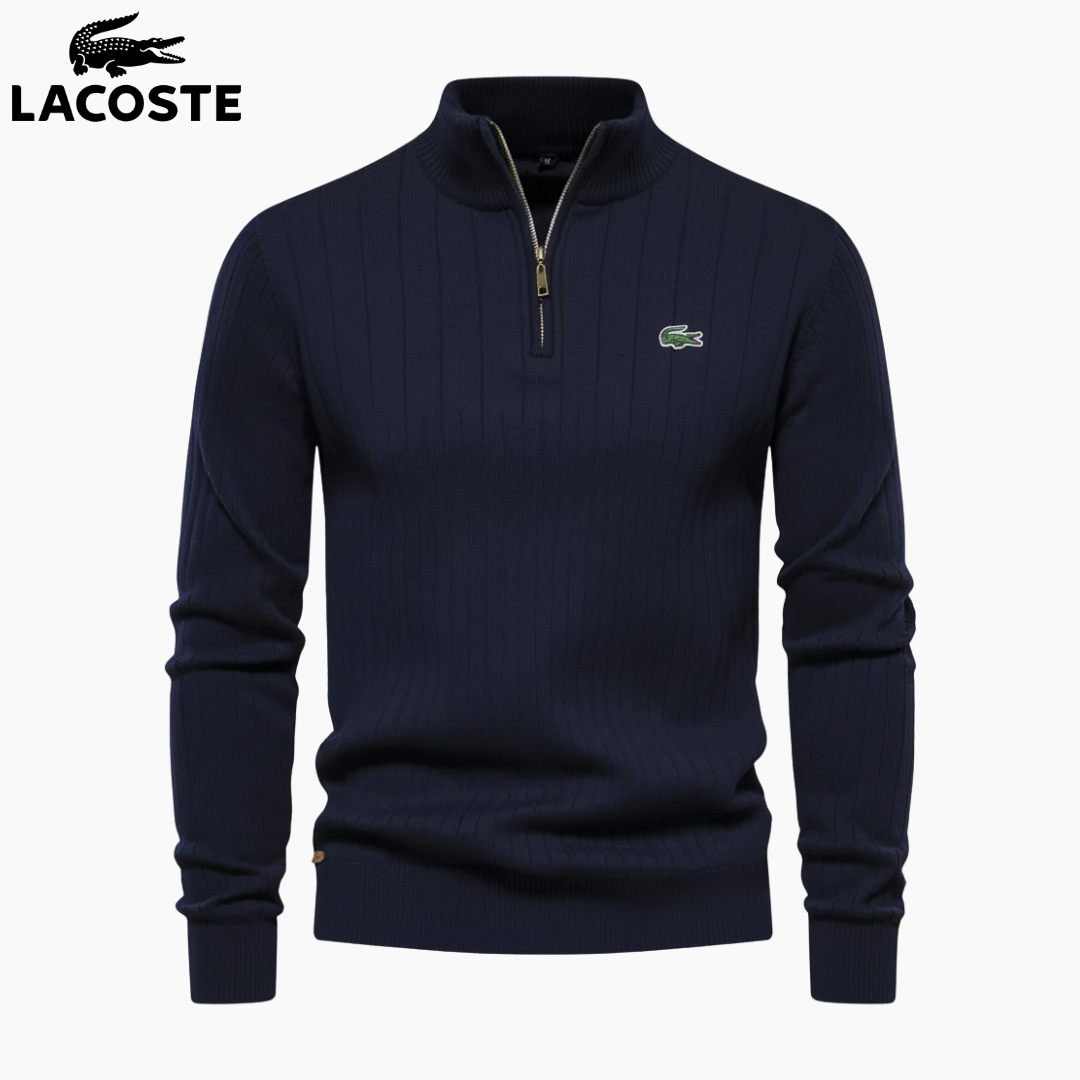 LC™ Maglione Premium a Coste con Mezza Zip