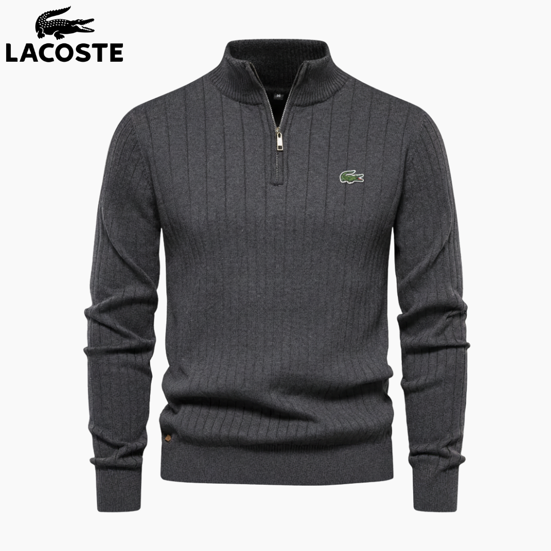 LC™ Maglione Premium a Coste con Mezza Zip