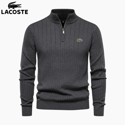 LC™ Maglione Premium a Coste con Mezza Zip