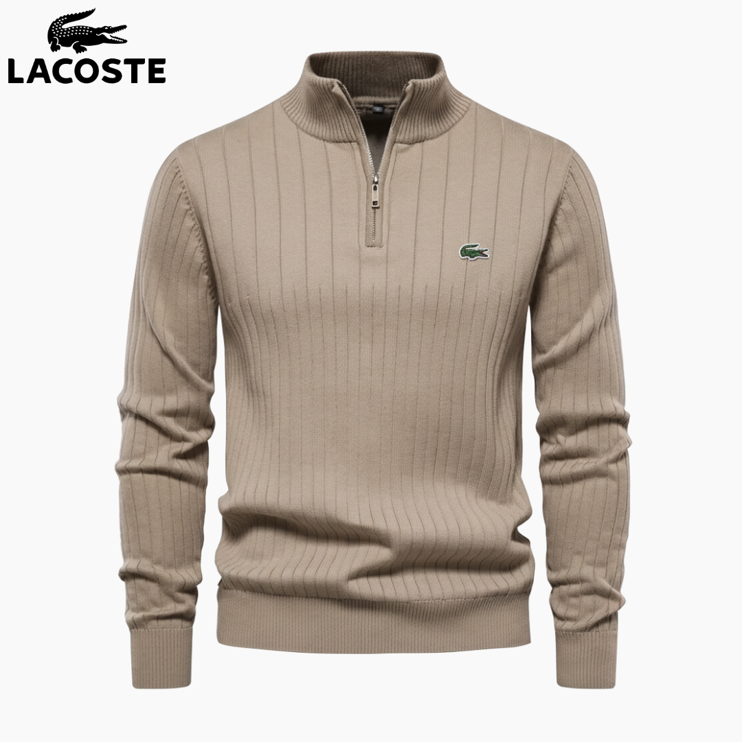 LC™ Maglione Premium a Coste con Mezza Zip