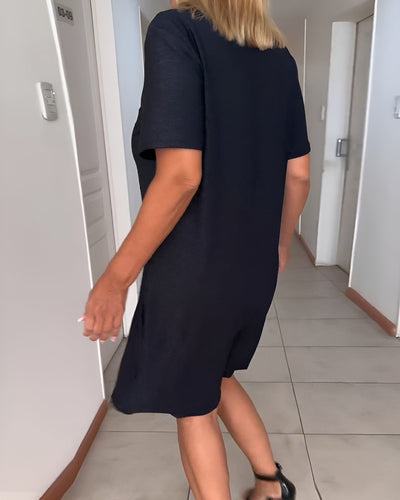 Laurence | Elegante abito arricciato con scollatura a V