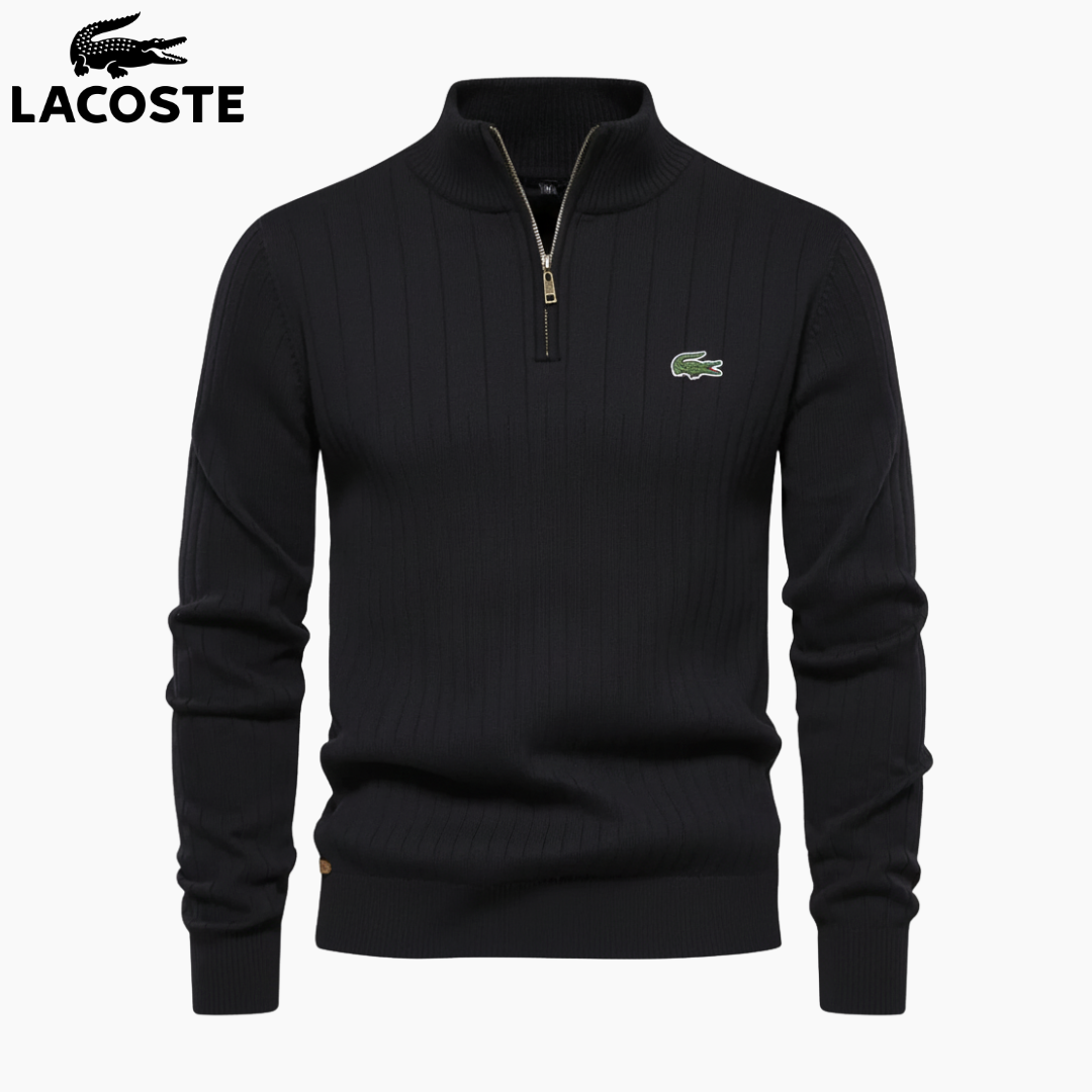 LC™ Maglione Premium a Coste con Mezza Zip