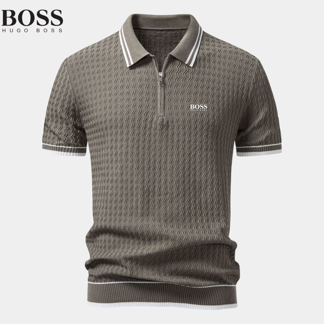 BOSS™ Polo in Maglia Intrecciata di Lusso