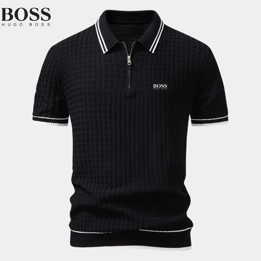 BOSS™ Polo in Maglia Intrecciata di Lusso