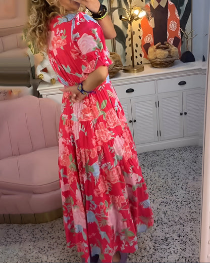 Carine | Abito con tasche a V con stampa floreale