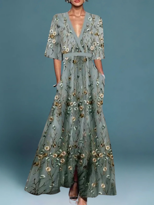 Océane – Abito Lungo Elegante a Fiori