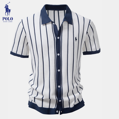 Ꮢalph Lauren™ Randig Stickad Polo Med Knappar