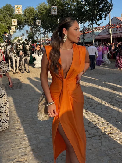 Moriah™ | Abito Lungo Donna Plissettato.