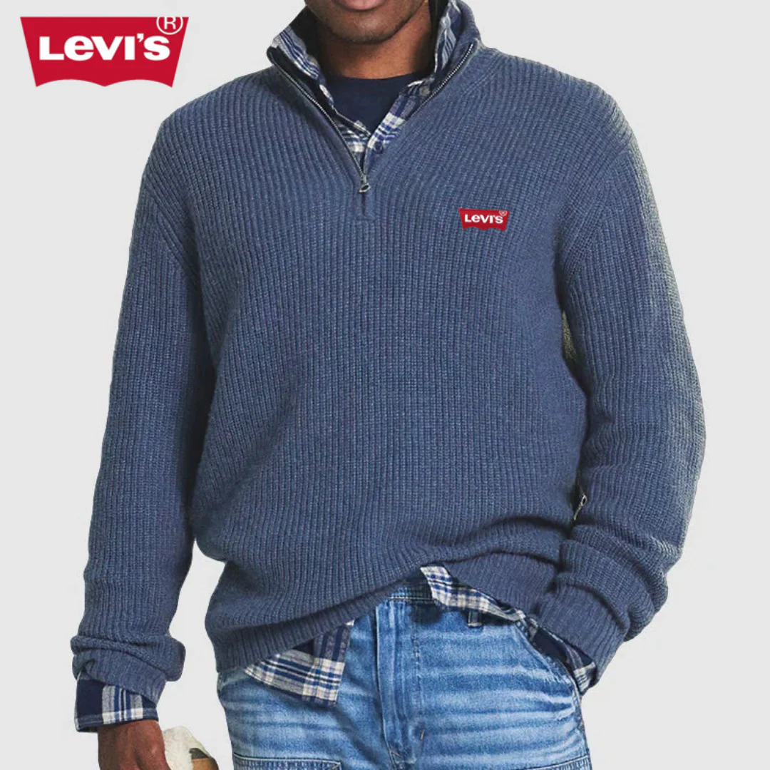 LV™ Maglione da Uomo a Coste con Zip