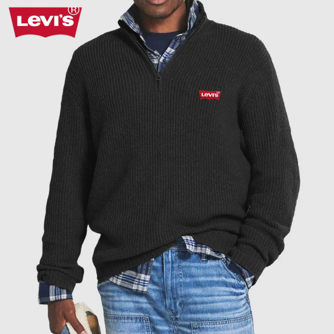 LV™ Maglione da Uomo a Coste con Zip