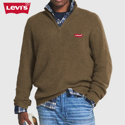 LV™ Maglione da Uomo a Coste con Zip