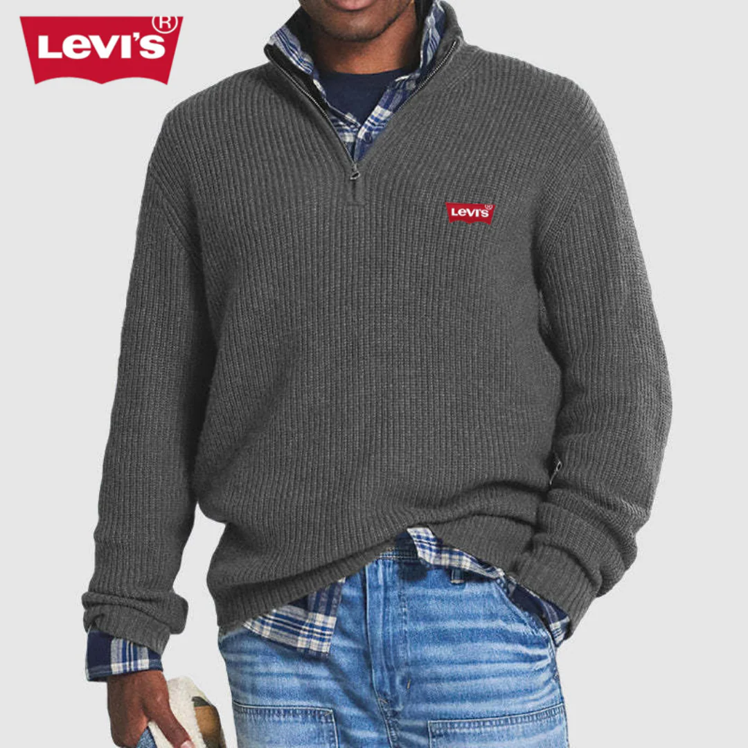 LV™ Maglione da Uomo a Coste con Zip