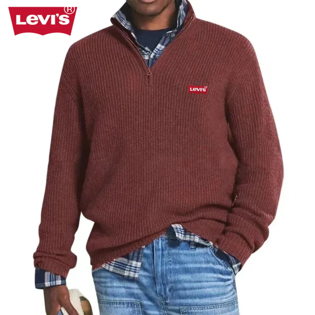 LV™ Maglione da Uomo a Coste con Zip